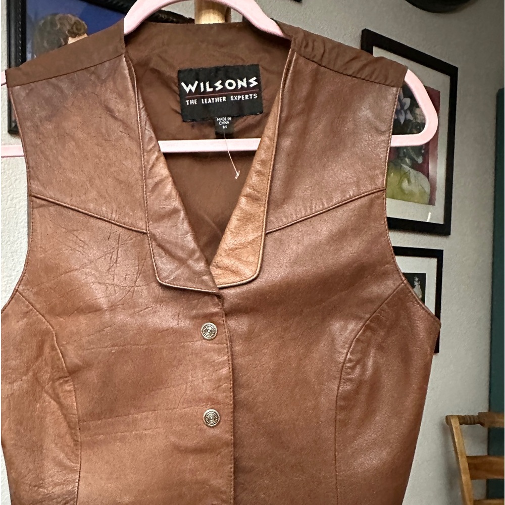 Medium brown leather vest Wilsons